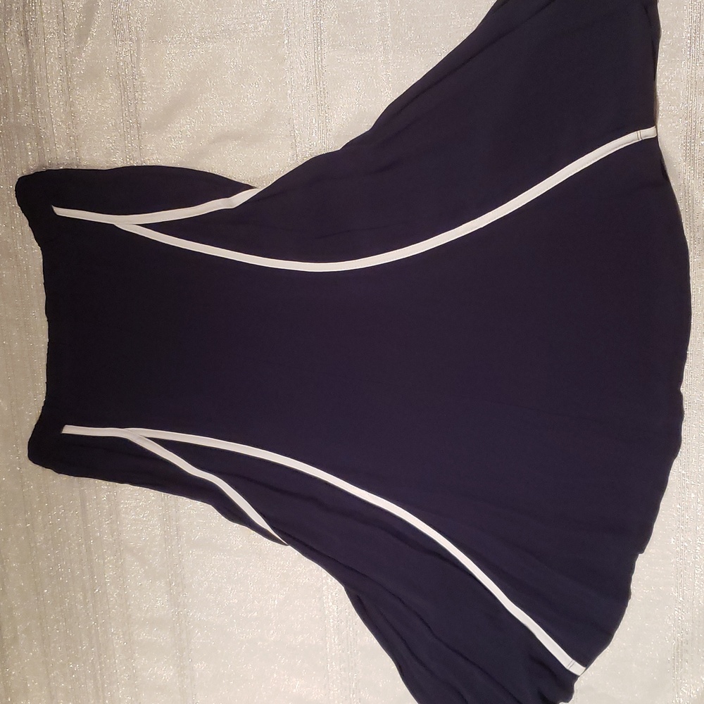 CIRANA New SKIRT Navy White Cream Contrast Striped Flowy Midi Maxi NWOT Womens M - Picture 6 of 14
